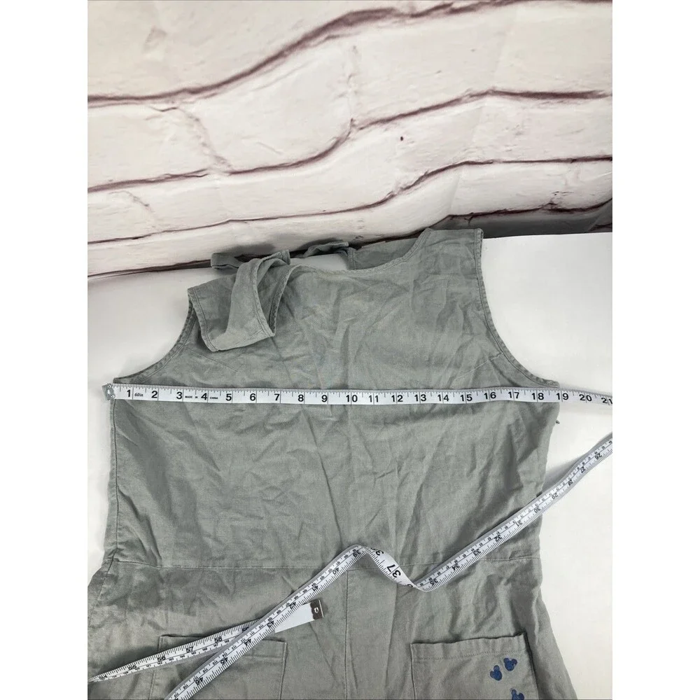 Junk Food Disney Mickey Mouse Romper Womens L Gray Shortalls Overalls Linen